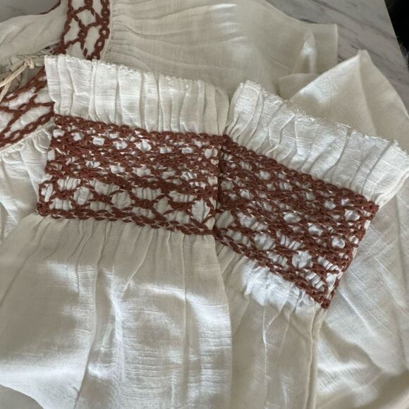 Faherty Arles Embroidered Long Sleeve Top, Renaissance, Beige, Small (4/6), NWT - Picture 14 of 16